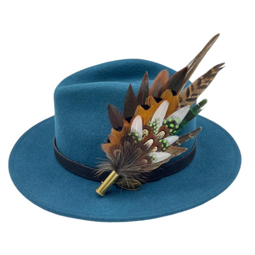 Brown, Green & Natural Feather Hat Pin (CFP674)