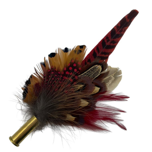 Red, Wine & Natural Feather Hat Pin (CFP720)