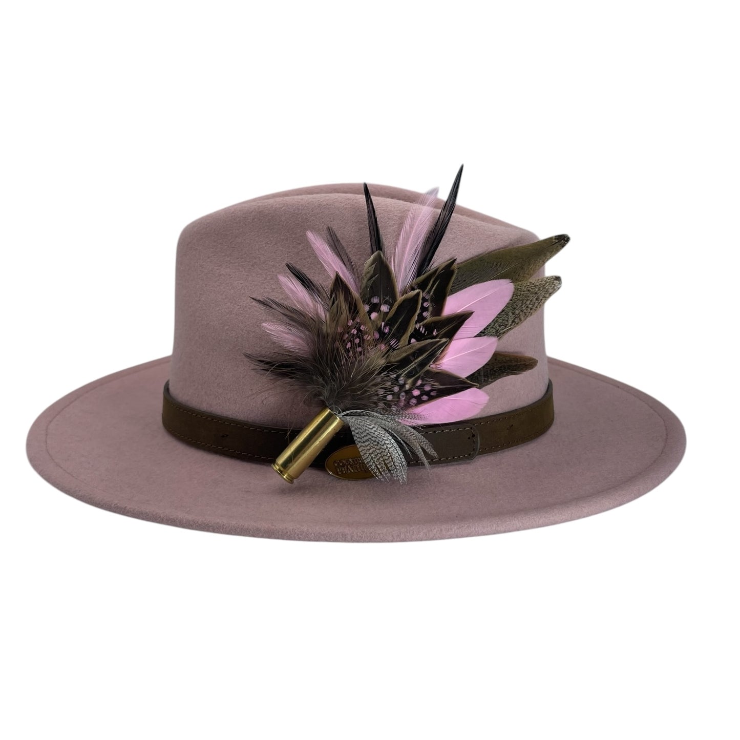 Pink, Black & Natural Feather Hat Pin (CFP751)