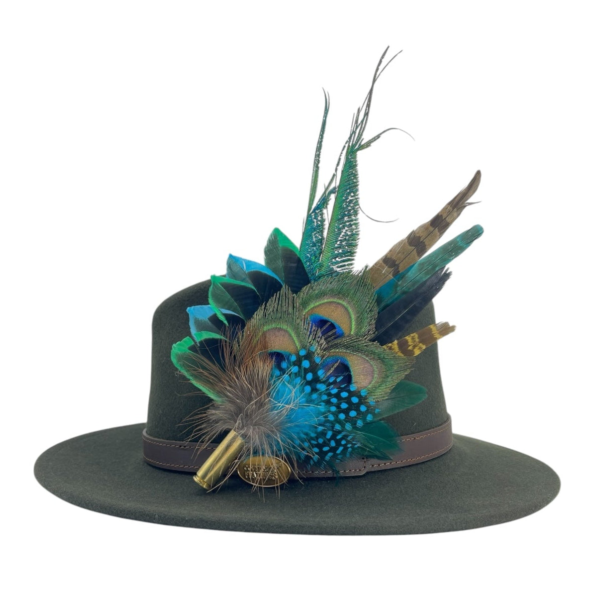 Teal, Green & Natural Feather Hat Pin (CFP765)