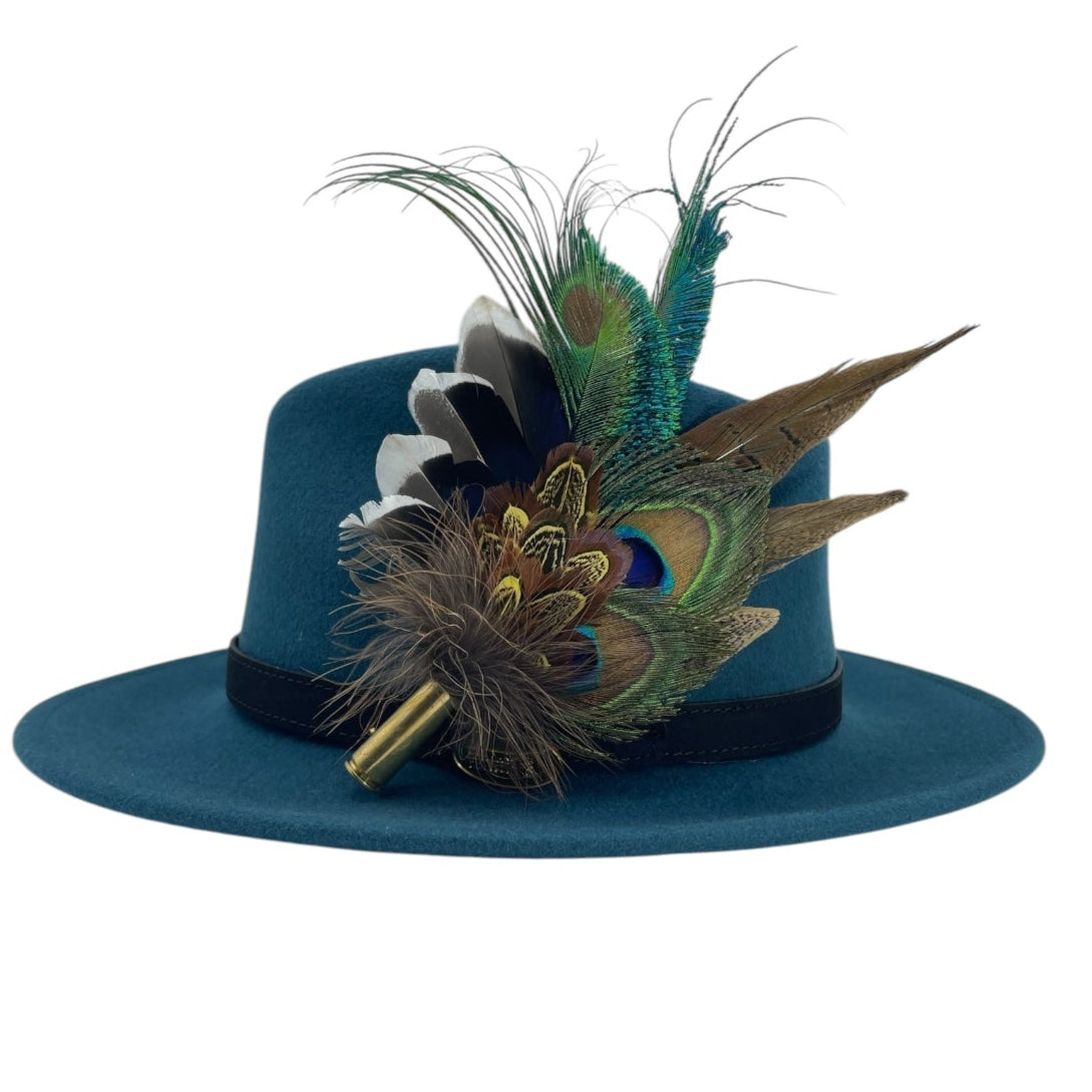 Peacock, & Natural Feather Hat Pin (CFP767)