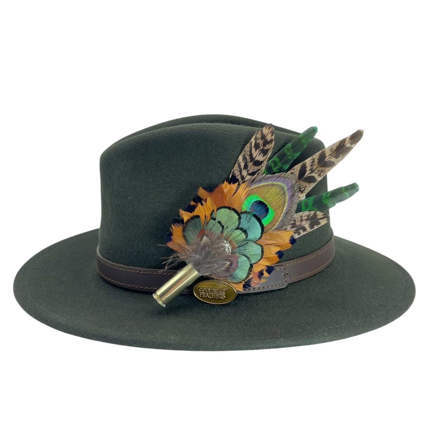 Green & Natural Feather Hat Pin (CFP747)