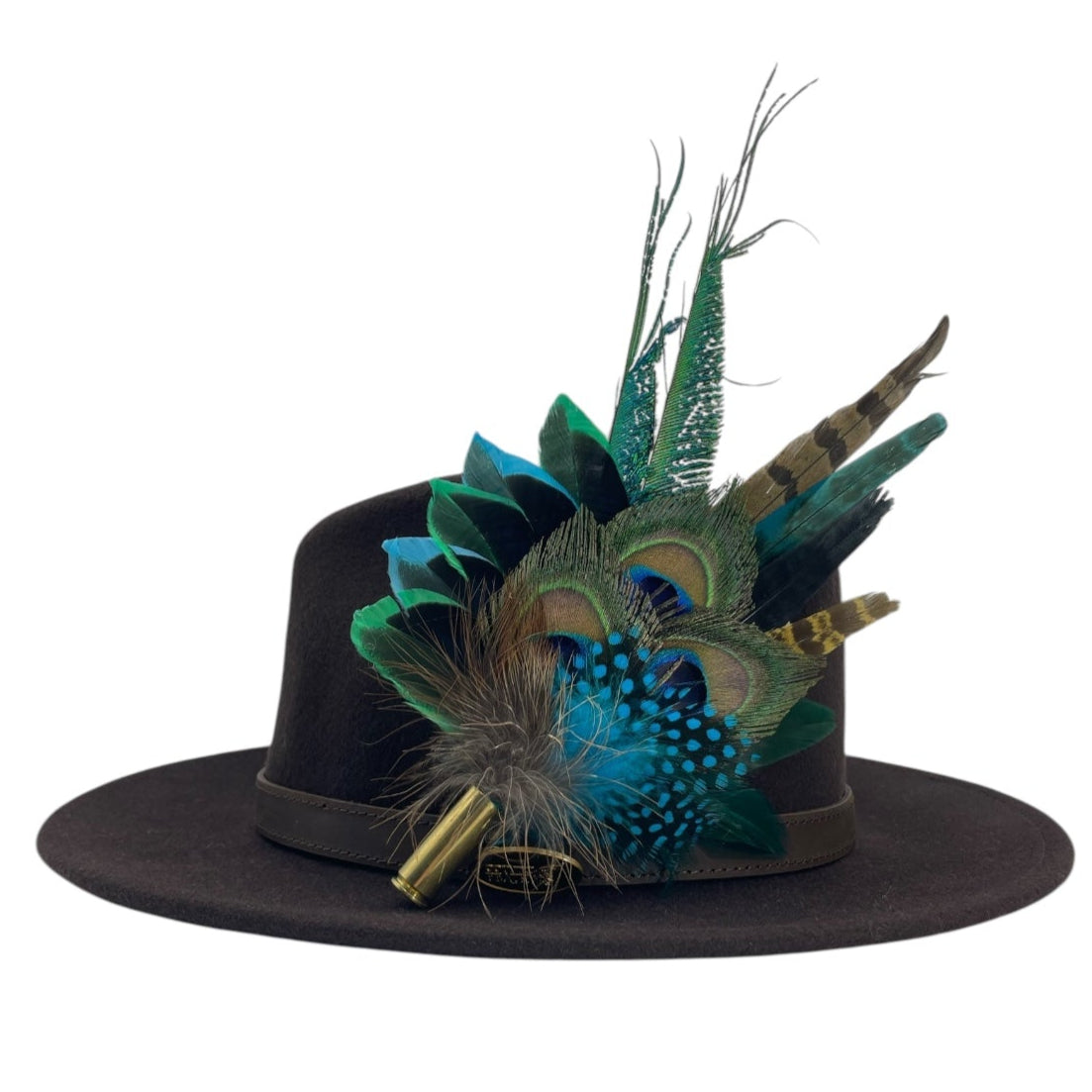 Teal, Green & Natural Feather Hat Pin (CFP765)