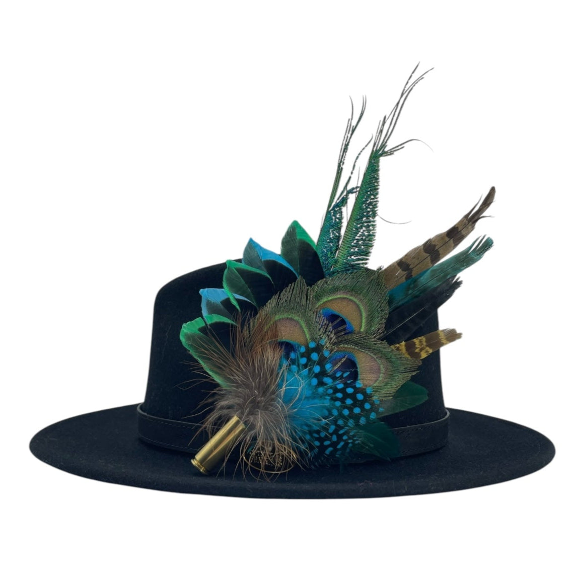 Teal, Green & Natural Feather Hat Pin (CFP765)