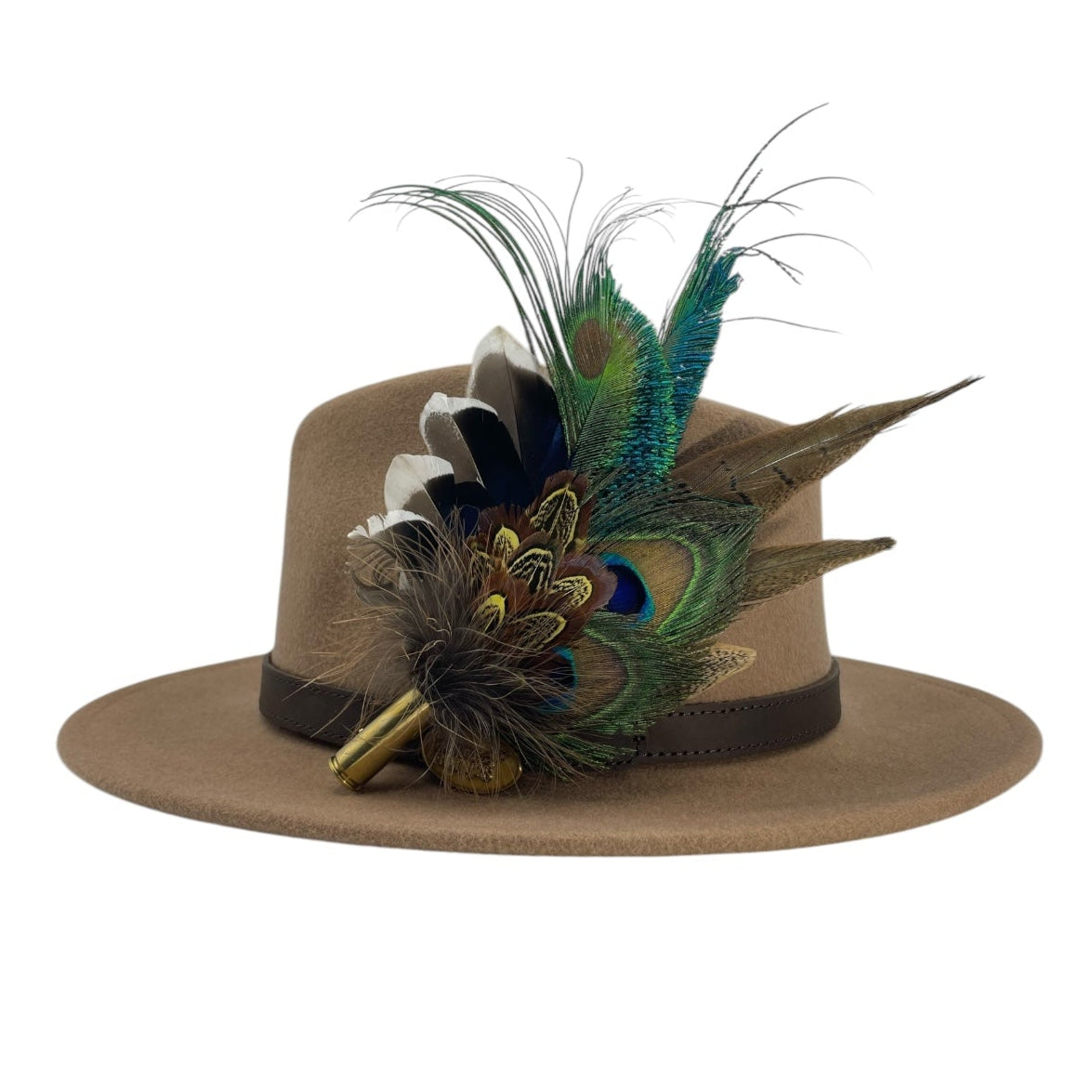 Peacock, & Natural Feather Hat Pin (CFP767)