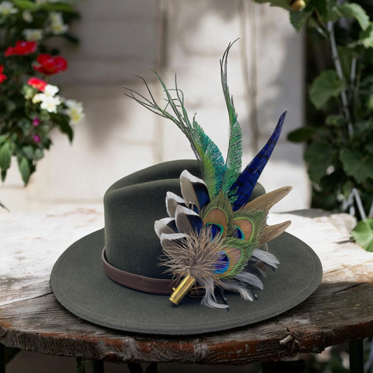 Blue & Natural Feather Hat Pin (CFP683)