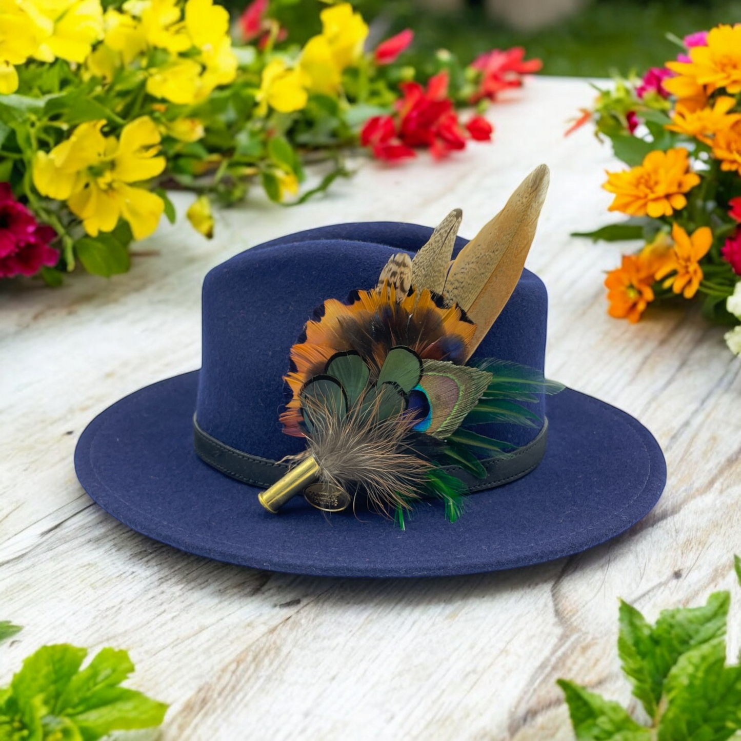 Green & Natural Feather Hat Pin (CFP682)