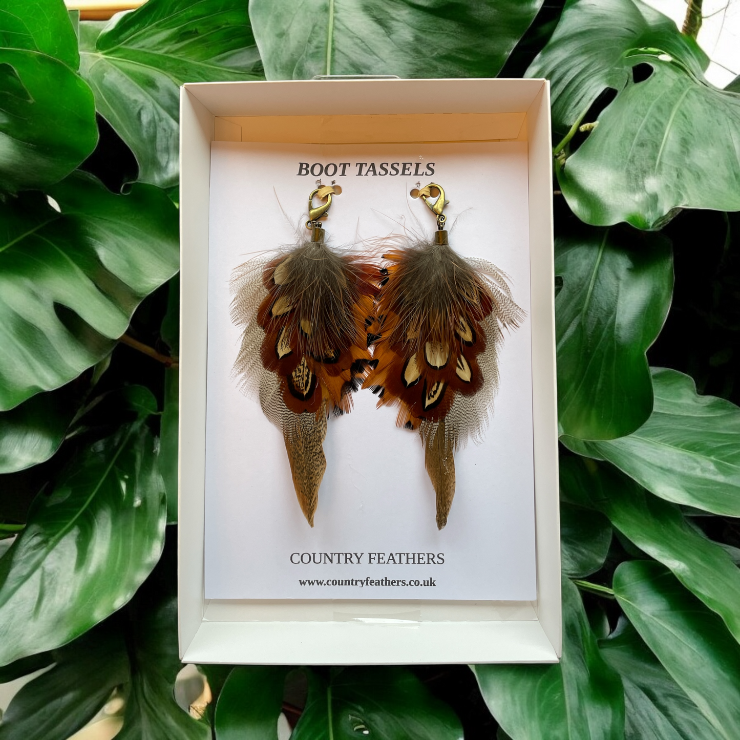 Natural Feather Boot Tassels (CFB4101)