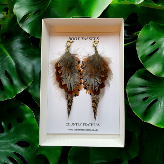 Natural Feather Boot Tassels (CFB4103)