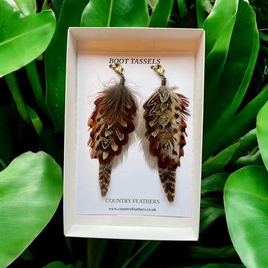 Natural Feather Boot Tassels (CFB4099)