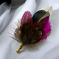 Cerise & Natural Feather Lapel Pin (CFLP139)