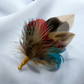 Red, Turquoise & Natural Feather Lapel Pin (CFLP148)