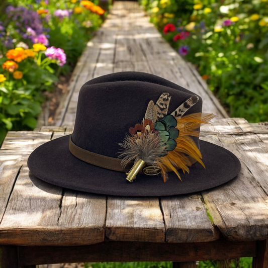 Peacock & Natural Feather Hat Pin (CFP706)