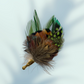 Green & Natural Feather Lapel Pin in a Gold Clasp (CFLP178)