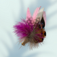 Cerise Pink & Natural Feather Lapel Pin in Gold Clasp (CFLP195)