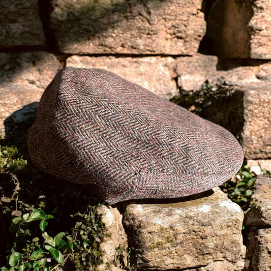 Brown Herringbone Wool Flat Cap With Warm Tone (CFFC7007)