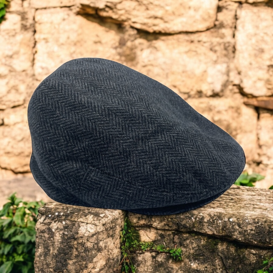 Dark Grey Herringbone Flat Cap (CFFC7010)