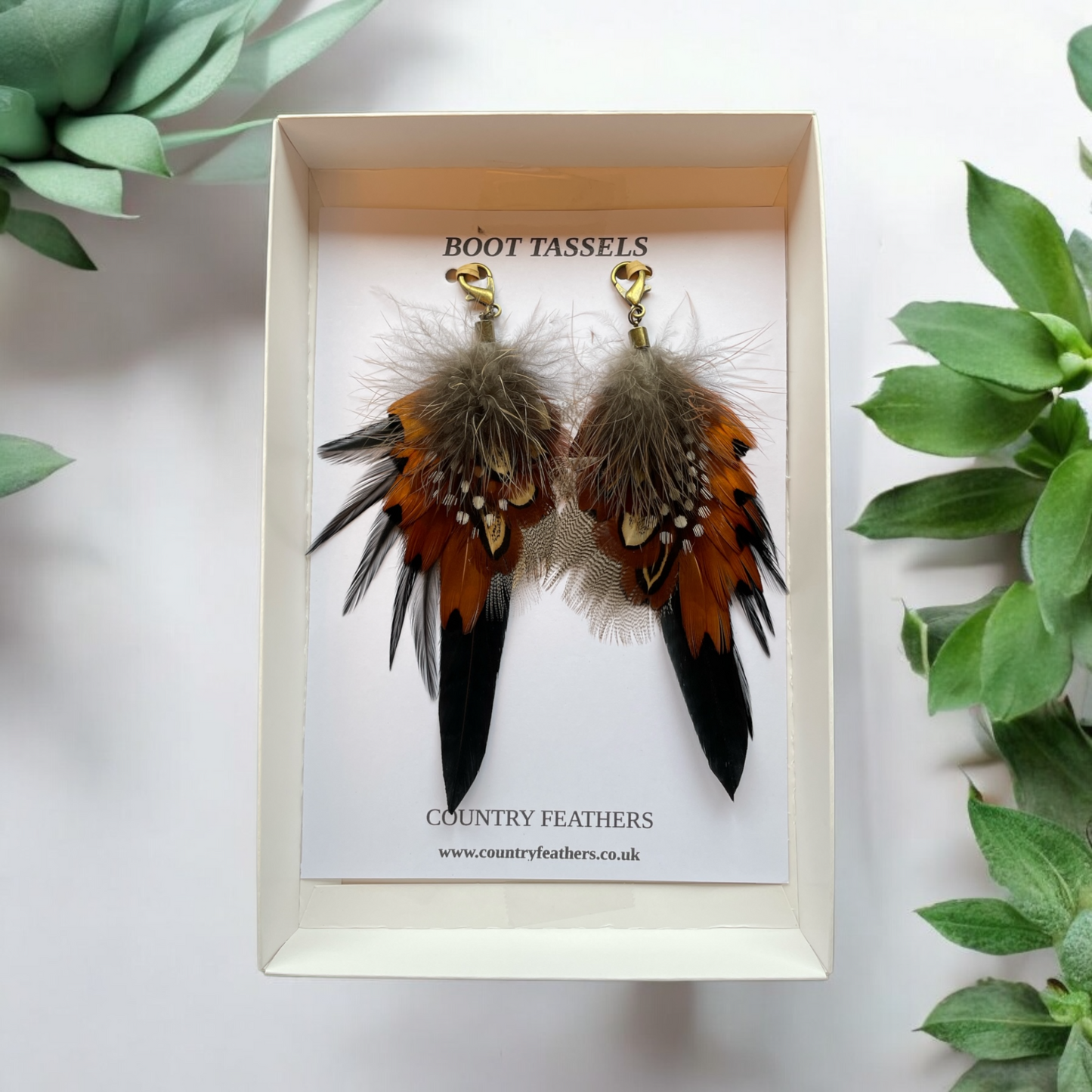 Natural Feather Boot Tassels (CFB4108)