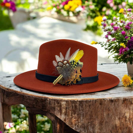 Mustard, Yellow & Natural Feather Hat Pin (CFP741)