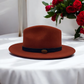 Fedora Rust Hat with Black Leather Band