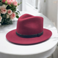 Fedora Wine Hat with Black Leather Band