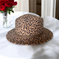 Fedora Leopard Print Hat With A Brown Leather Band (CFH62)