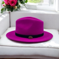 Fedora Fuchsia Hat With Black Leather Band