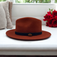 Fedora Rust Hat with Black Leather Band