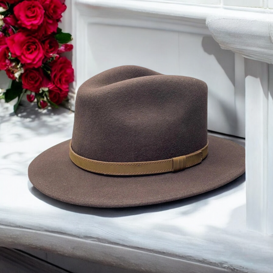 Fedora Brown Hat with Leather band