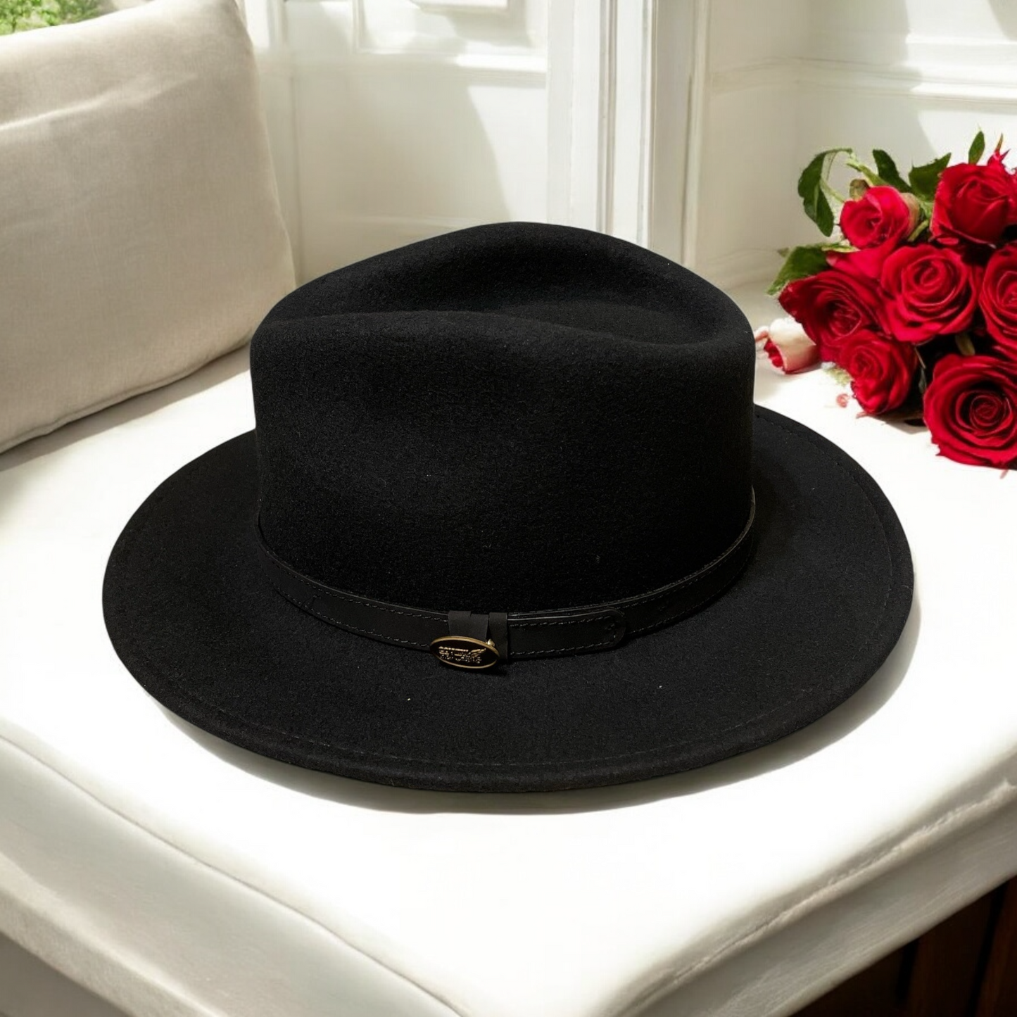 Fedora Black Hat With a Black Leather Band