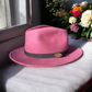 Fedora Raspberry Hat With A Leather Band (CFH61)