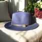 Fedora Navy Hat With Black Leather Band