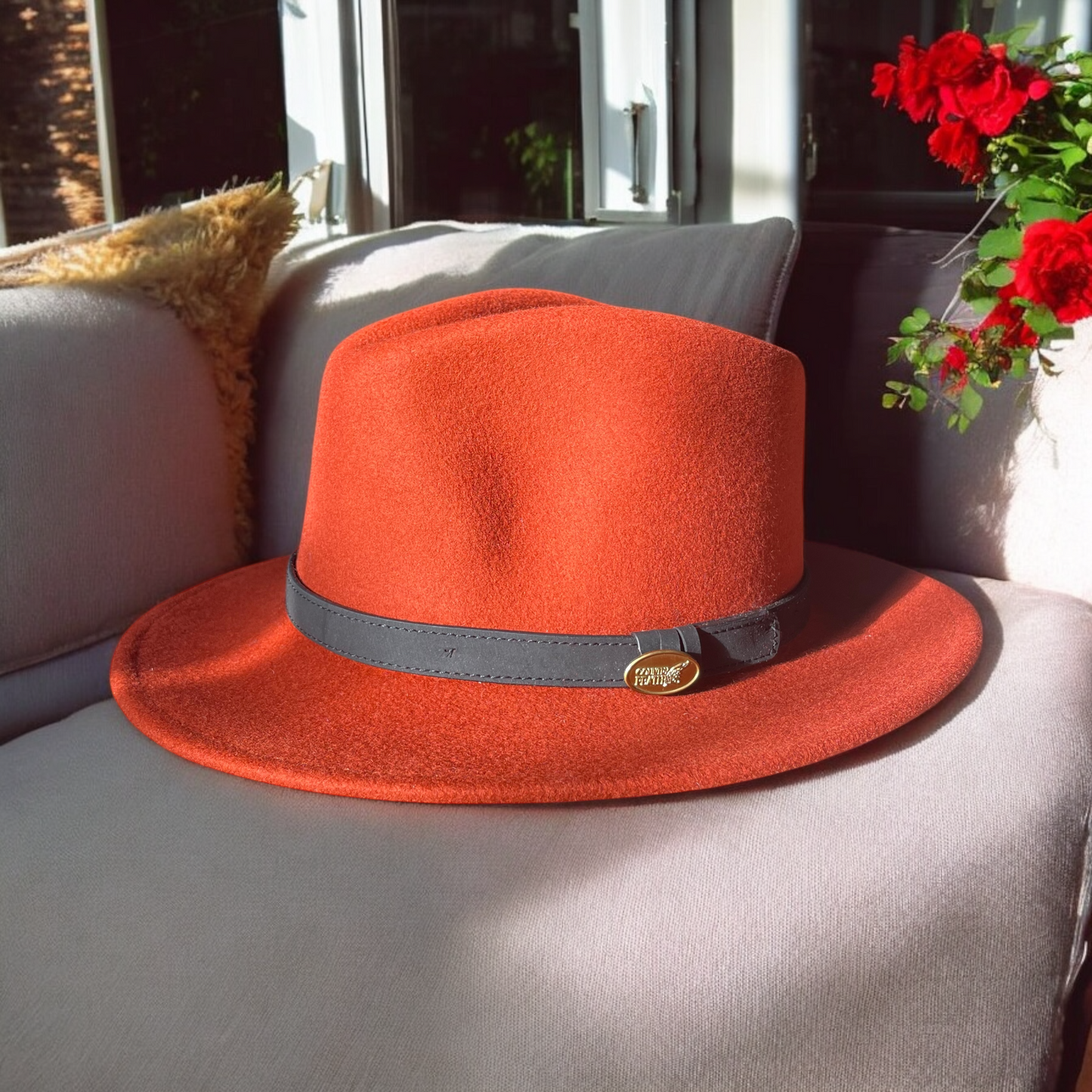 Fedora Rust Hat with Black Leather Band