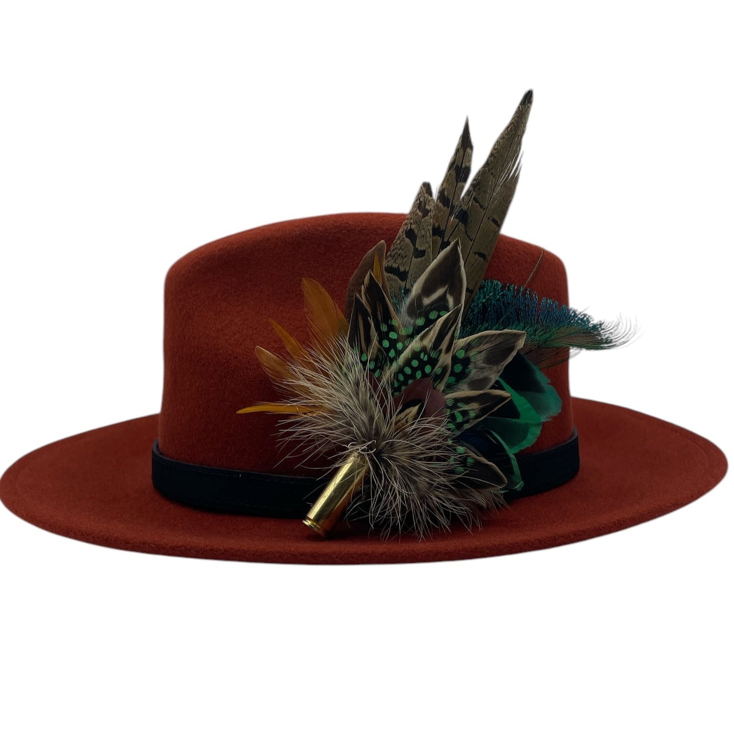 Green & Natural Feather Hat Pin Approximate   19 x 12 cm (CFP755)