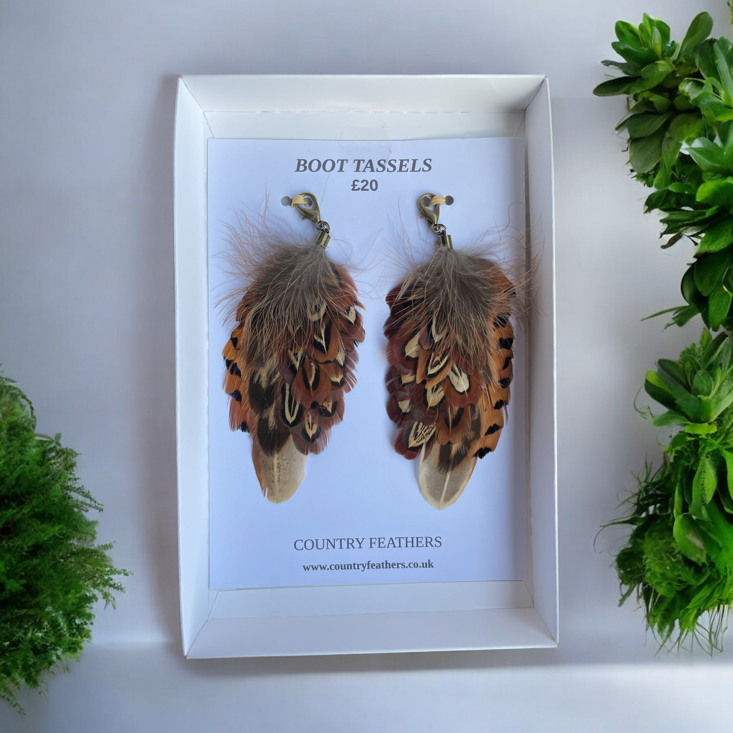 Natural Feather Pheasant  Boot Tassels (CFB4115)