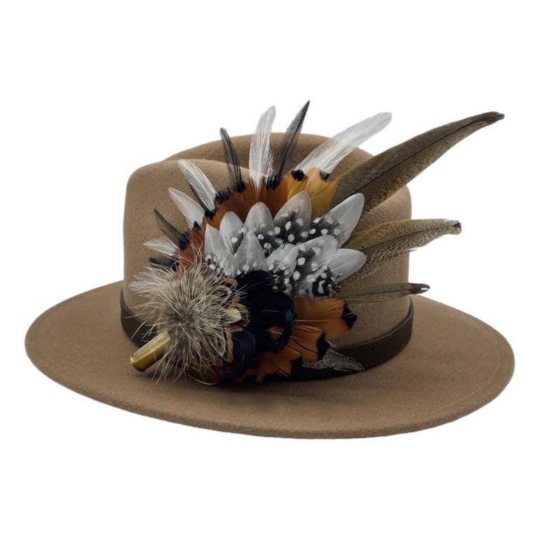 Black, White & Natural Feather Hat Pin (CFP622)