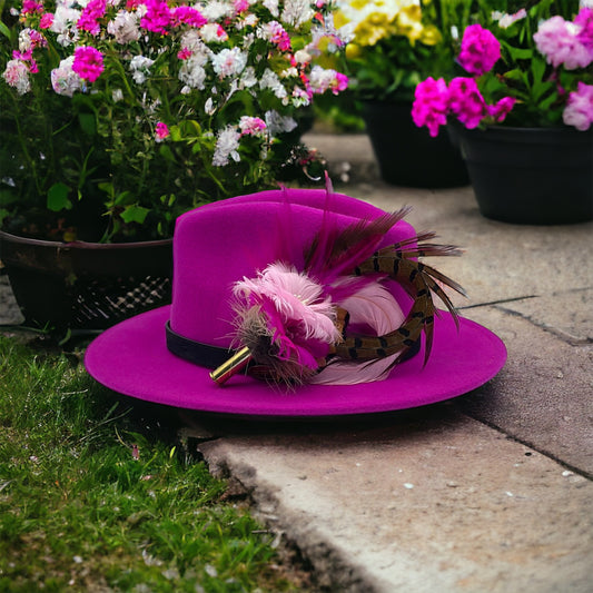 Pink & Natural Feather Hat Pin (CFP507)