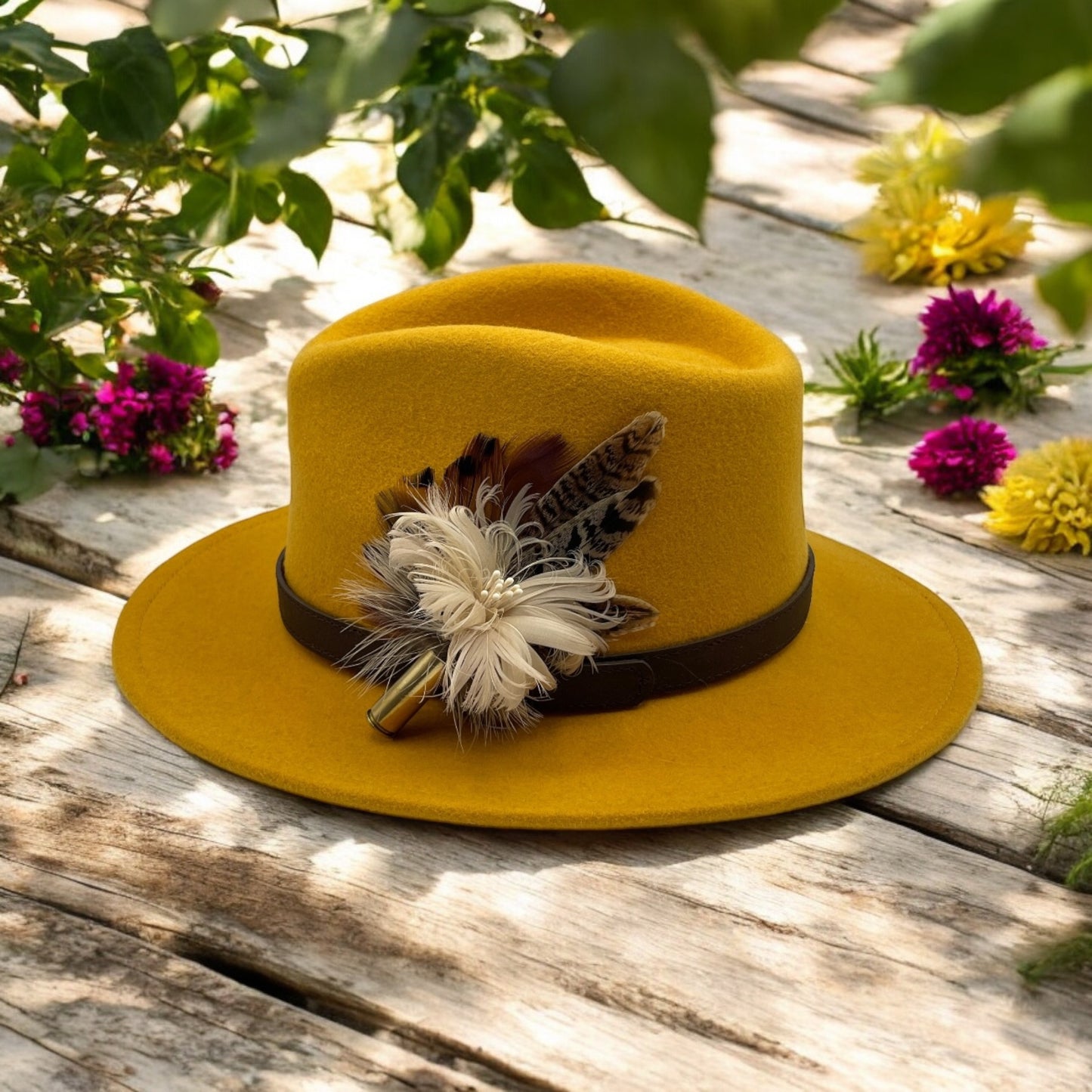 Coffee & Cream Natural Feather Hat Pin (CFP643)