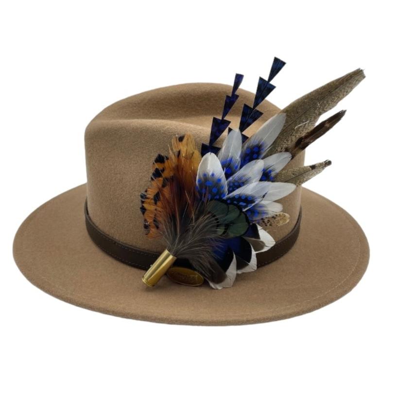 Peacock, Blue & Natural Feather Hat Pin (CFP661)