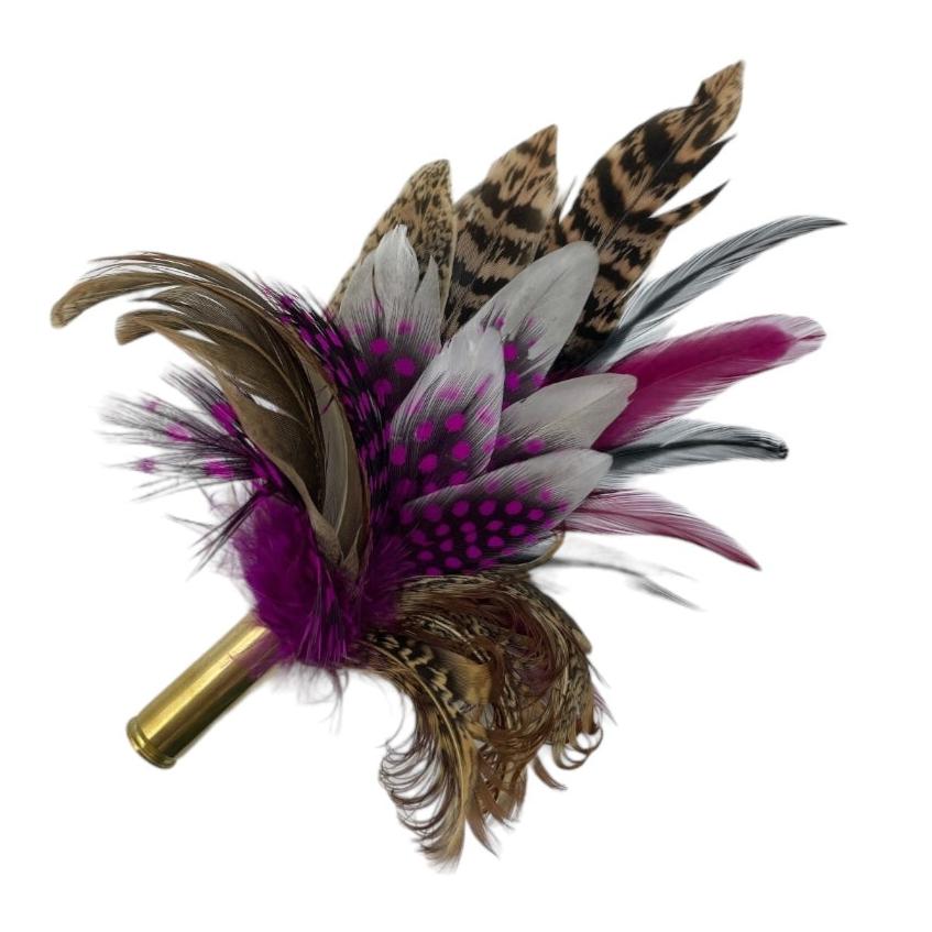 Cerise & Natural Feather Hat Pin (CFP646)