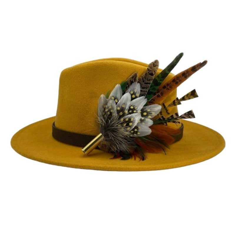 Rust, Mustard & Natural Feather Hat Pin (CFP569)