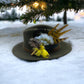 Light Blue, Yellow & Natural Feather hat Pin (CFP327)  - Reduced Ex-Display