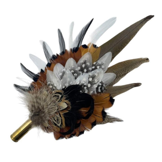 Black, White & Natural Feather Hat Pin (CFP622)