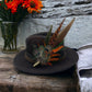 Peacock, Rust, Green & Natural Feather Hat Pin (CFP373)