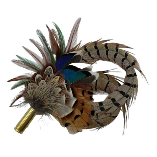 Green, Brown & Natural Feather Hat Pin (CFP660)