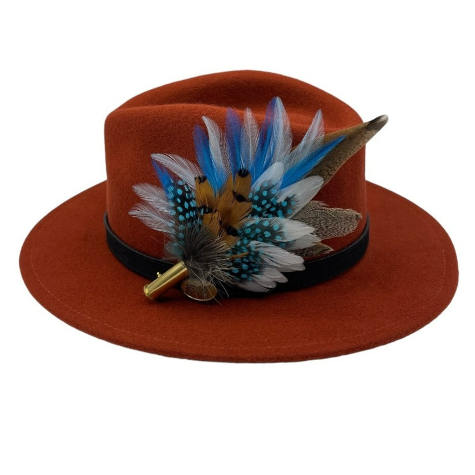 Turquoise & Natural Feather Hat Pin (CFP520)