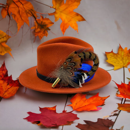 Royal Blue & Natural Feather Hat Pin (CFP276)