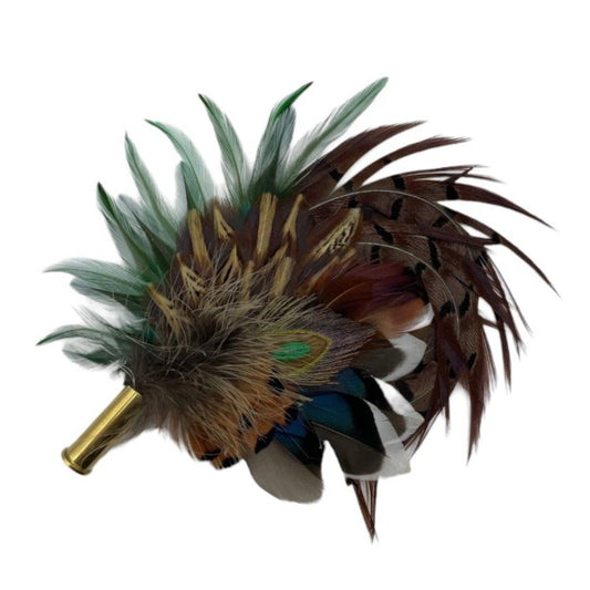 Peacock & Natural Feather Hat Pin (CFP611)