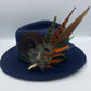 Peacock, Rust, Green & Natural Feather Hat Pin (CFP373)