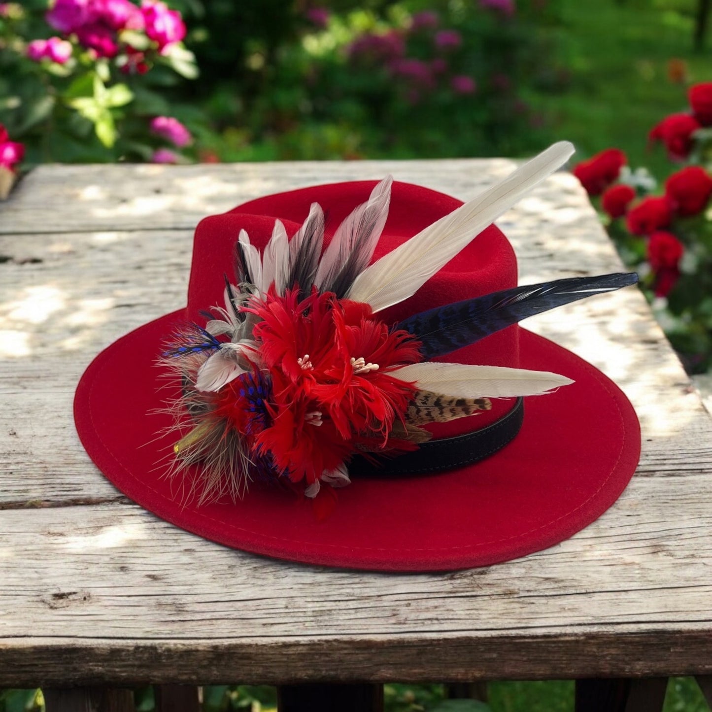 Red, White & Blue Feather Hat Pin (CFP592)